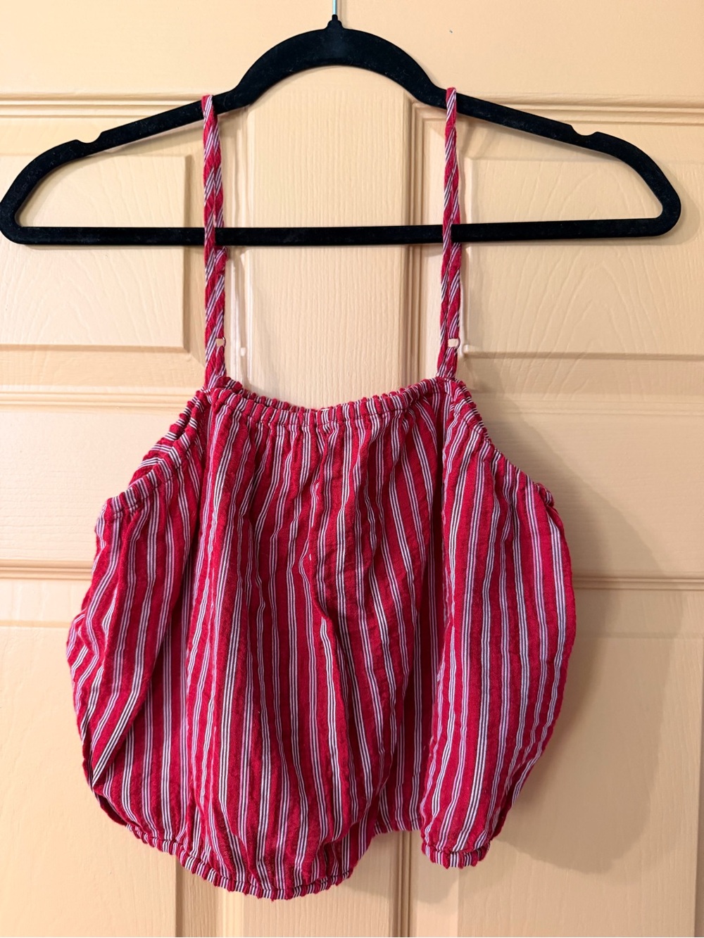 American Eagle Outfitters Pink and White Striped Cropped Tank Top